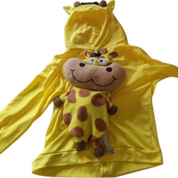 Jay@Play Pack-it Pets Jacket Girls Backpack Giraffe Plush Yellow Hooded Size 7-8 - Picture 6 of 8